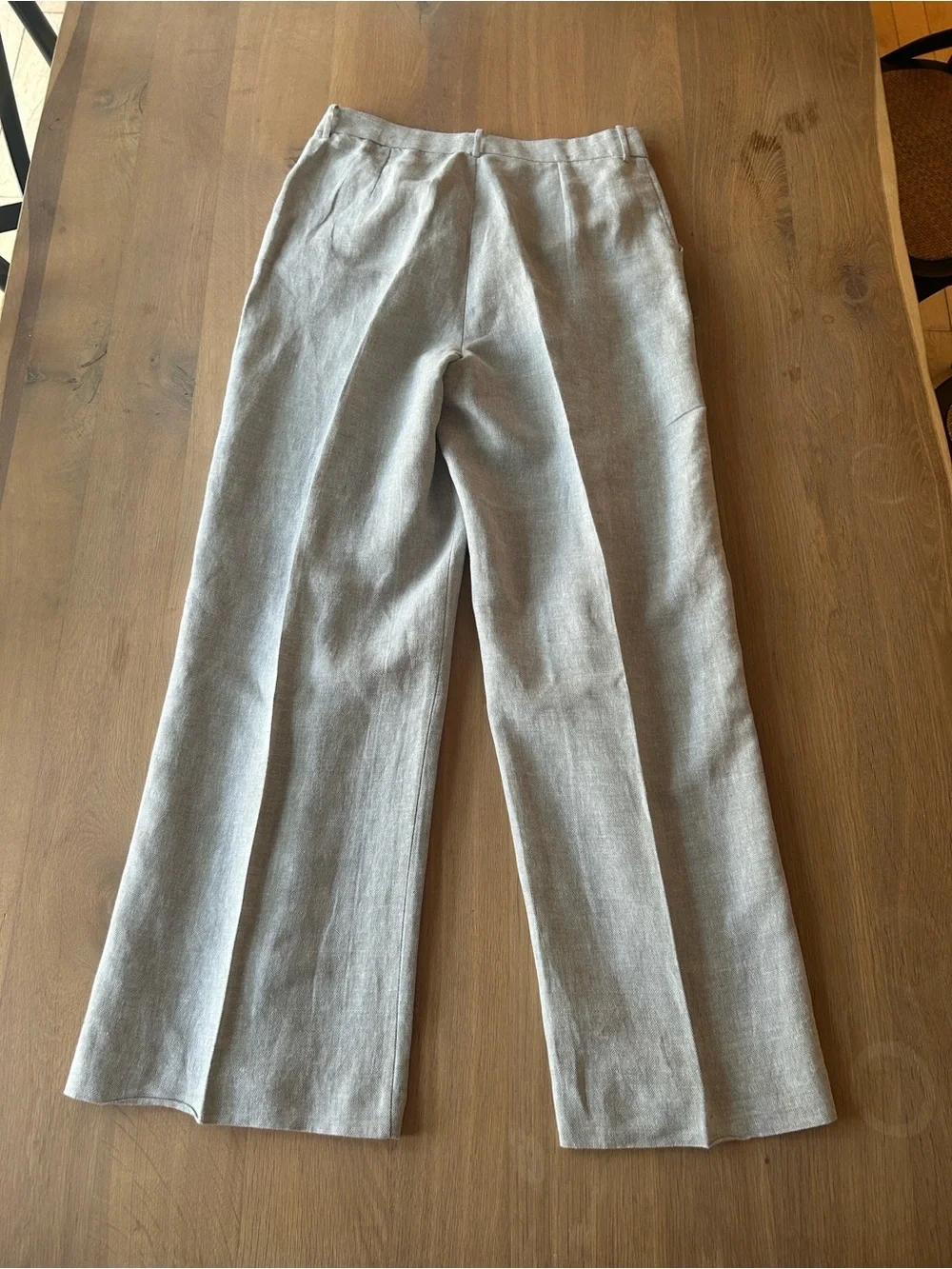 Mango Linen Blend Wide-Leg Pants— Light Gray- EUC